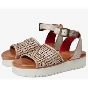 BEDSTU Brisa Sandals Leather Platform Almond Ankle Strap Shoe Handmade 8NEW